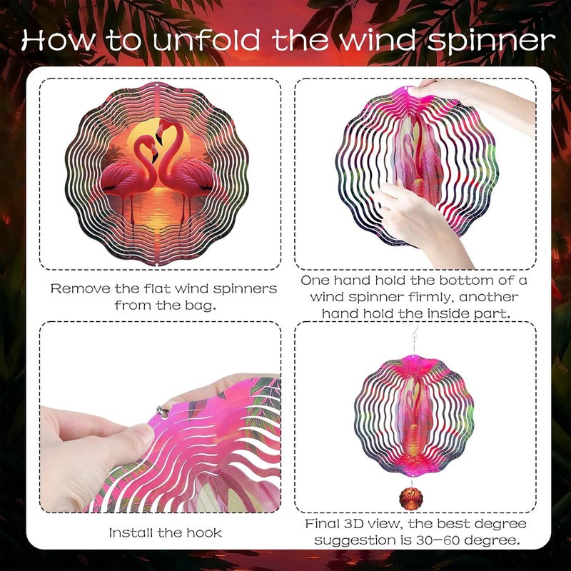 INCOK Flamingo Wind Spinners Outdoor - Flamingo Gifts for Women, Metal Wind Chime for Outside, 12 Inches Wind Sculptures with Tail Spinner for Indoors Room Garden Patio Yard Porch Backyard - Image 5